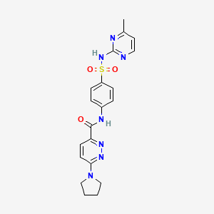 molecular formula C20H21N7O3S B2829595 N-(4-(N-(4-甲基嘧啶-2-基)磺酰基)苯基)-6-(吡咯烷-1-基)吡啶-3-甲酰胺 CAS No. 1396761-37-7