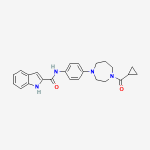 molecular formula C24H26N4O2 B2829599 N-(4-(4-(cyclopropanecarbonyl)-1,4-diazepan-1-yl)phenyl)-1H-indole-2-carboxamide CAS No. 1219902-74-5