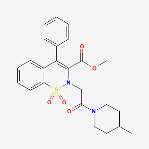 molecular formula C24H26N2O5S B2829602 methyl 2-(2-(4-methylpiperidin-1-yl)-2-oxoethyl)-4-phenyl-2H-benzo[e][1,2]thiazine-3-carboxylate 1,1-dioxide CAS No. 1189973-35-0