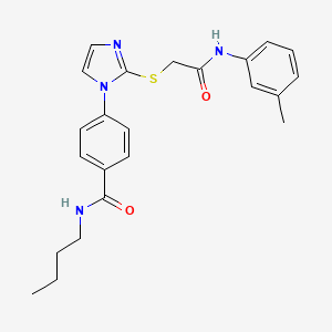 molecular formula C23H26N4O2S B2829603 N-butyl-4-(2-((2-oxo-2-(m-tolylamino)ethyl)thio)-1H-imidazol-1-yl)benzamide CAS No. 1207017-29-5