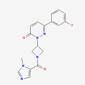 molecular formula C18H16FN5O2 B2829604 6-(3-Fluorophenyl)-2-[1-(3-methylimidazole-4-carbonyl)azetidin-3-yl]pyridazin-3-one CAS No. 2380086-62-2