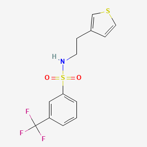 molecular formula C13H12F3NO2S2 B2829605 N-(2-(thiophen-3-yl)ethyl)-3-(trifluoromethyl)benzenesulfonamide CAS No. 1251560-60-7