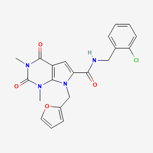 molecular formula C21H19ClN4O4 B2829611 N-(2-chlorobenzyl)-7-(furan-2-ylmethyl)-1,3-dimethyl-2,4-dioxo-2,3,4,7-tetrahydro-1H-pyrrolo[2,3-d]pyrimidine-6-carboxamide CAS No. 1049430-05-8