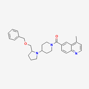 molecular formula C28H33N3O2 B2829616 (4-(2-((苄氧基)甲基)吡咯烷-1-基)哌啶-1-基)(4-甲基喹啉-6-基)甲酮 CAS No. 2034231-21-3