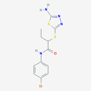 molecular formula C12H13BrN4OS2 B282962 2-[(5-amino-1,3,4-thiadiazol-2-yl)sulfanyl]-N-(4-bromophenyl)butanamide 
