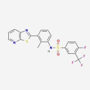 4-fluoro-N-(2-methyl-3-(thiazolo[5,4-b]pyridin-2-yl)phenyl)-3-(trifluoromethyl)benzenesulfonamide