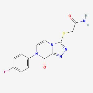 molecular formula C13H10FN5O2S B2829625 2-{[7-(4-Fluorophenyl)-8-oxo-7,8-dihydro[1,2,4]triazolo[4,3-a]pyrazin-3-yl]thio}acetamide CAS No. 1243107-70-1