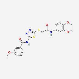 molecular formula C20H18N4O5S2 B2829628 N-(5-((2-((2,3-dihydrobenzo[b][1,4]dioxin-6-yl)amino)-2-oxoethyl)thio)-1,3,4-thiadiazol-2-yl)-3-methoxybenzamide CAS No. 893163-37-6