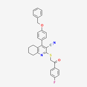 molecular formula C31H25FN2O2S B2829634 2-[2-(4-氟苯基)-2-氧代乙基]硫醇-4-(4-苯甲氧基苯基)-5,6,7,8-四氢喹啉-3-羧腈 CAS No. 332045-27-9