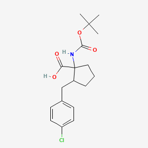 molecular formula C18H24ClNO4 B2829638 2-[(4-Chlorophenyl)methyl]-1-[(2-methylpropan-2-yl)oxycarbonylamino]cyclopentane-1-carboxylic acid CAS No. 2171901-12-3