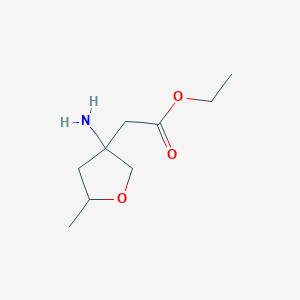 molecular formula C9H17NO3 B2829639 Ethyl 2-(3-amino-5-methyloxolan-3-yl)acetate CAS No. 1998250-50-2