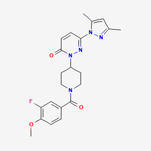 molecular formula C22H24FN5O3 B2829640 6-(3,5-Dimethylpyrazol-1-yl)-2-[1-(3-fluoro-4-methoxybenzoyl)piperidin-4-yl]pyridazin-3-one CAS No. 2379994-31-5