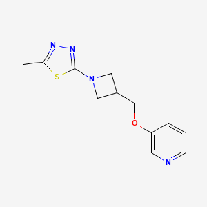 molecular formula C12H14N4OS B2829642 2-Methyl-5-[3-(pyridin-3-yloxymethyl)azetidin-1-yl]-1,3,4-thiadiazole CAS No. 2380009-82-3