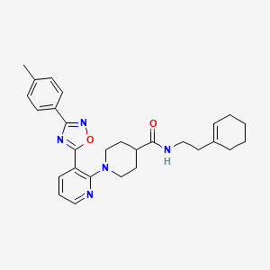 molecular formula C28H33N5O2 B2829644 N-[2-(环己-1-烯-1-基)乙基]-1-{3-[3-(4-甲基苯基)-1,2,4-噁二唑-5-基]吡啶-2-基}哌嗪-4-羧酰胺 CAS No. 1351790-13-0