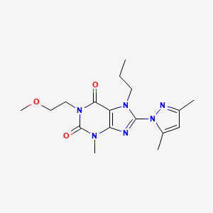 molecular formula C17H24N6O3 B2829658 8-(3,5-dimethyl-1H-pyrazol-1-yl)-1-(2-methoxyethyl)-3-methyl-7-propyl-1H-purine-2,6(3H,7H)-dione CAS No. 1013971-30-6