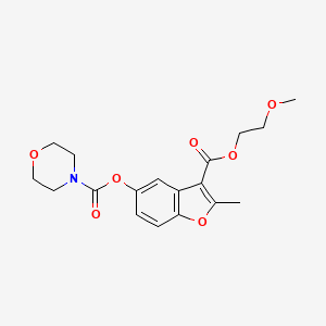 molecular formula C18H21NO7 B2829673 3-[(2-Methoxyethoxy)carbonyl]-2-methyl-1-benzofuran-5-yl morpholine-4-carboxylate CAS No. 300772-85-4