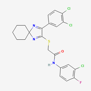 N-(3-chloro-4-fluorophenyl)-2-((3-(3,4-dichlorophenyl)-1,4-diazaspiro[4.5]deca-1,3-dien-2-yl)thio)acetamide