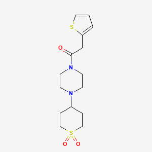 molecular formula C15H22N2O3S2 B2829677 1-(4-(1,1-dioxidotetrahydro-2H-thiopyran-4-yl)piperazin-1-yl)-2-(thiophen-2-yl)ethanone CAS No. 1904226-43-2