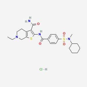 molecular formula C24H33ClN4O4S2 B2829678 2-(4-(N-cyclohexyl-N-methylsulfamoyl)benzamido)-6-ethyl-4,5,6,7-tetrahydrothieno[2,3-c]pyridine-3-carboxamide hydrochloride CAS No. 1216567-90-6