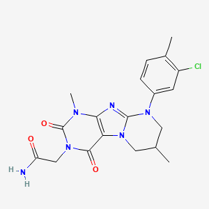 molecular formula C19H21ClN6O3 B2829679 2-(9-(3-氯-4-甲基苯基)-1,7-二甲基-2,4-二氧代-1,2,6,7,8,9-六氢嘧啶并[2,1-f]嘧啶-3(4H)-基)乙酰胺 CAS No. 923399-02-4