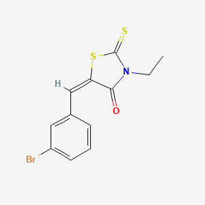 molecular formula C12H10BrNOS2 B2829684 (5E)-5-[(3-bromophenyl)methylidene]-3-ethyl-2-sulfanylidene-1,3-thiazolidin-4-one CAS No. 359648-35-4