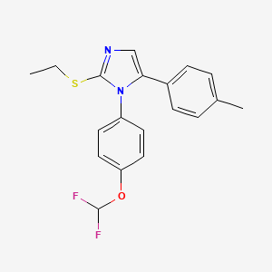 molecular formula C19H18F2N2OS B2829686 1-(4-(二氟甲氧基)苯基)-2-(乙硫基)-5-(对甲苯基)-1H-咪唑 CAS No. 1226445-30-2