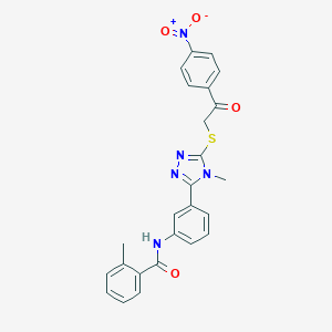 2-methyl-N-[3-[4-methyl-5-[2-(4-nitrophenyl)-2-oxoethyl]sulfanyl-1,2,4-triazol-3-yl]phenyl]benzamide