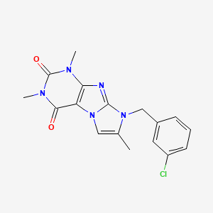 molecular formula C17H16ClN5O2 B2829692 6-[(3-Chlorophenyl)methyl]-2,4,7-trimethylpurino[7,8-a]imidazole-1,3-dione CAS No. 878735-15-0