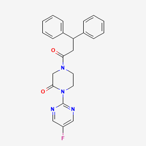 molecular formula C23H21FN4O2 B2829698 4-(3,3-Diphenylpropanoyl)-1-(5-fluoropyrimidin-2-yl)piperazin-2-one CAS No. 2319850-09-2