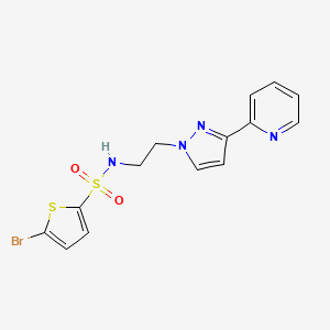 molecular formula C14H13BrN4O2S2 B2829706 5-bromo-N-(2-(3-(pyridin-2-yl)-1H-pyrazol-1-yl)ethyl)thiophene-2-sulfonamide CAS No. 1448028-46-3