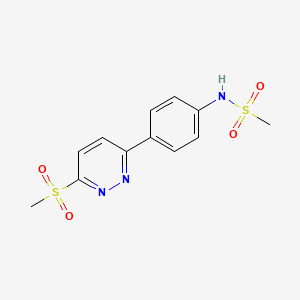 molecular formula C12H13N3O4S2 B2829708 N-[4-(6-methylsulfonylpyridazin-3-yl)phenyl]methanesulfonamide CAS No. 921837-33-4