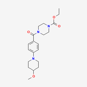 molecular formula C20H29N3O4 B2829722 乙酸 4-(4-(4-甲氧基哌啶-1-基)苯甲酰)哌嗪-1-羧酸酯 CAS No. 2034522-45-5