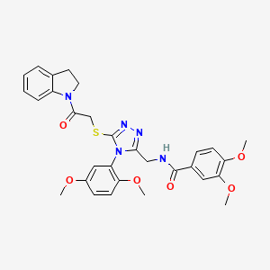 molecular formula C30H31N5O6S B2829723 N-((4-(2,5-dimethoxyphenyl)-5-((2-(indolin-1-yl)-2-oxoethyl)thio)-4H-1,2,4-triazol-3-yl)methyl)-3,4-dimethoxybenzamide CAS No. 309969-22-0
