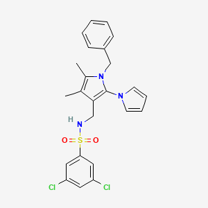 molecular formula C24H23Cl2N3O2S B2829724 N-[(1-苄基-4,5-二甲基-2-吡咯-1-基吡咯-3-基)甲基]-3,5-二氯苯磺酰胺 CAS No. 478077-23-5