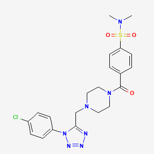 molecular formula C21H24ClN7O3S B2829726 4-(4-((1-(4-chlorophenyl)-1H-tetrazol-5-yl)methyl)piperazine-1-carbonyl)-N,N-dimethylbenzenesulfonamide CAS No. 1049429-38-0