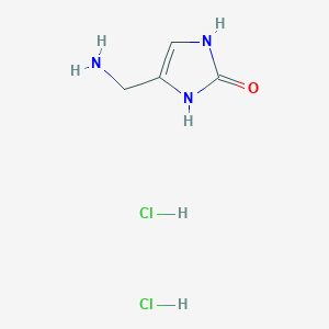 molecular formula C4H9Cl2N3O B2829728 4-(aminomethyl)-2,3-dihydro-1H-imidazol-2-one dihydrochloride CAS No. 1909319-48-7