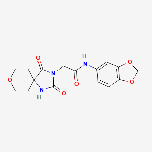 molecular formula C16H17N3O6 B2829731 N-1,3-benzodioxol-5-yl-2-(2,4-dioxo-8-oxa-1,3-diazaspiro[4.5]dec-3-yl)acetamide CAS No. 1775312-34-9