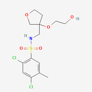 molecular formula C14H19Cl2NO5S B2829736 2,4-dichloro-N-((3-(2-hydroxyethoxy)tetrahydrofuran-3-yl)methyl)-5-methylbenzenesulfonamide CAS No. 2319835-42-0