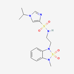 molecular formula C15H21N5O4S2 B2829739 1-异丙基-N-(2-(3-甲基-2,2-二氧代苯并[c][1,2,5]噻二唑-1(3H)-基)乙基)-1H-咪唑-4-磺酰胺 CAS No. 2034334-46-6