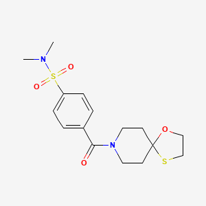 molecular formula C16H22N2O4S2 B2829748 N,N-dimethyl-4-(1-oxa-4-thia-8-azaspiro[4.5]decane-8-carbonyl)benzenesulfonamide CAS No. 1351658-32-6