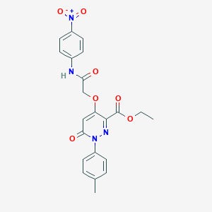 molecular formula C22H20N4O7 B2829759 Ethyl 4-(2-((4-nitrophenyl)amino)-2-oxoethoxy)-6-oxo-1-(p-tolyl)-1,6-dihydropyridazine-3-carboxylate CAS No. 899732-95-7