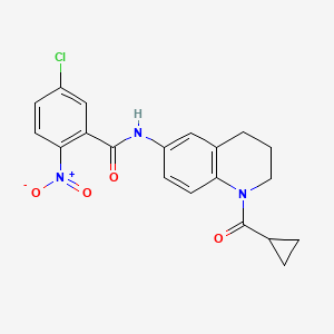 molecular formula C20H18ClN3O4 B2829760 5-chloro-N-[1-(cyclopropanecarbonyl)-3,4-dihydro-2H-quinolin-6-yl]-2-nitrobenzamide CAS No. 941944-65-6