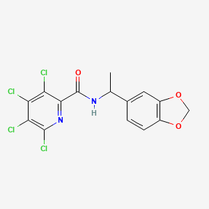 molecular formula C15H10Cl4N2O3 B2829768 N-[1-(2H-1,3-benzodioxol-5-yl)ethyl]-3,4,5,6-tetrachloropyridine-2-carboxamide CAS No. 1259050-25-3
