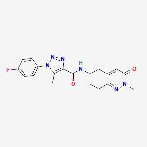 molecular formula C19H19FN6O2 B2829771 1-(4-fluorophenyl)-5-methyl-N-(2-methyl-3-oxo-2,3,5,6,7,8-hexahydrocinnolin-6-yl)-1H-1,2,3-triazole-4-carboxamide CAS No. 1904310-53-7