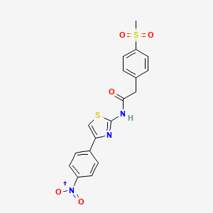molecular formula C18H15N3O5S2 B2829774 2-(4-(甲磺酰基)苯基)-N-(4-(4-硝基苯基)噻唑-2-基)乙酰胺 CAS No. 942008-34-6