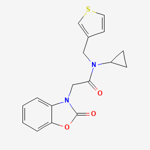 molecular formula C17H16N2O3S B2829778 N-cyclopropyl-2-(2-oxobenzo[d]oxazol-3(2H)-yl)-N-(thiophen-3-ylmethyl)acetamide CAS No. 1235015-99-2