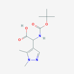 molecular formula C12H19N3O4 B2829790 2-{[(叔丁氧)羰基]氨基}-2-(1,5-二甲基-1H-吡唑-4-基)乙酸 CAS No. 1536009-93-4