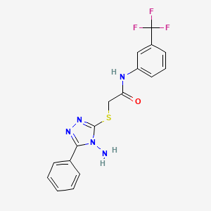 molecular formula C17H14F3N5OS B2829793 2-[(4-amino-5-phenyl-4H-1,2,4-triazol-3-yl)sulfanyl]-N-[3-(trifluoromethyl)phenyl]acetamide CAS No. 585560-68-5