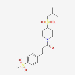 molecular formula C19H29NO5S2 B2829805 1-(4-(Isobutylsulfonyl)piperidin-1-yl)-3-(4-(methylsulfonyl)phenyl)propan-1-one CAS No. 1797836-66-8