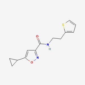 molecular formula C13H14N2O2S B2829812 5-cyclopropyl-N-(2-(thiophen-2-yl)ethyl)isoxazole-3-carboxamide CAS No. 1207051-25-9